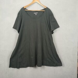 Roaman's Tunic Top Womens 3X 30-32 Gray Cotton Casual Scoop Neck Drop Shoulder